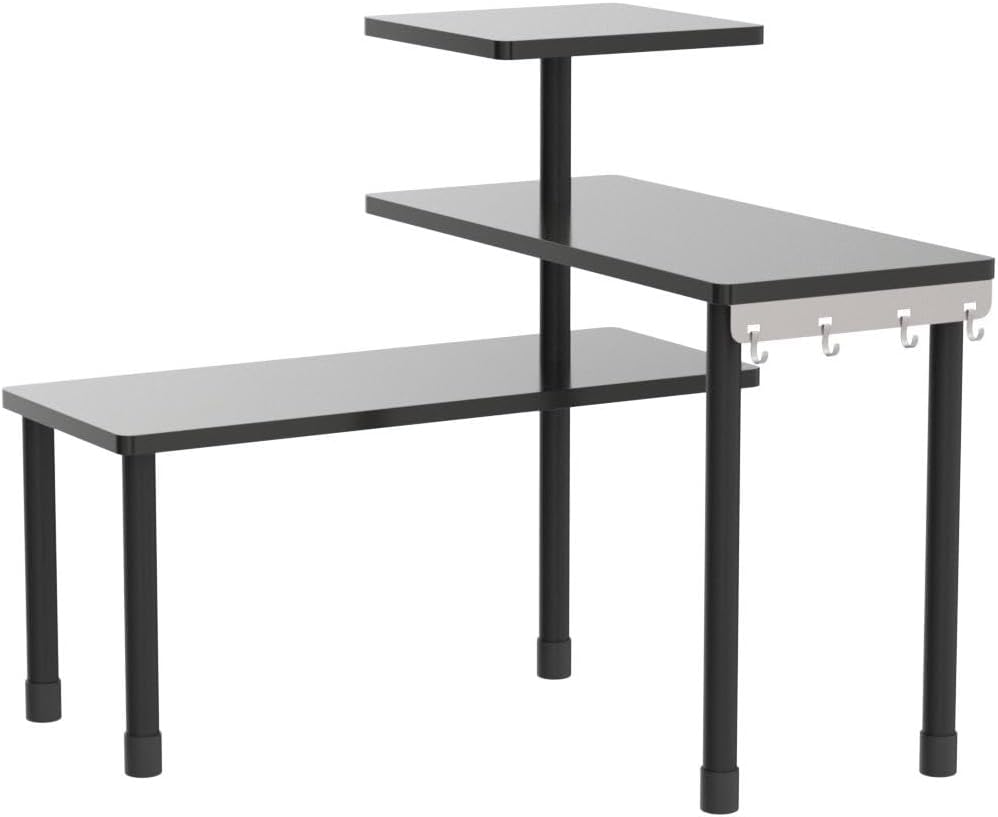 JayRex Countertop Corner Shelf, 3 Tier Shelf Moveable Organizer for Bathroom Counter, Make Up, Dresser Table, Desktop Shelf (Black)