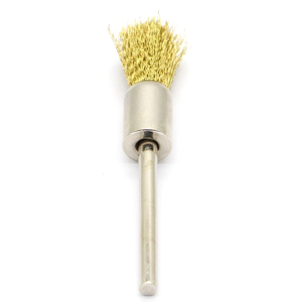 20PCS Brass Wire Brushes - Metal Rust Removal, Cleaning, and Polishing - 8mm Diameter, 1/8″ (3mm) Shaft - Removes Burrs, Dust, and Oxide Layer - Handles Rough Surfaces - Rotary Tool Accessories