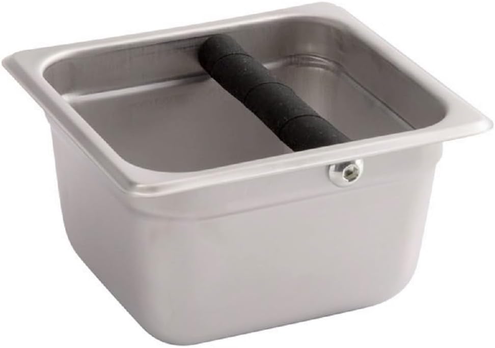 TrueCraftware- 4” Deep Commercial Grade Stainless Steel Coffee Knock Box with Rubber Knock Bar 0.6mm Thickness- Durable Barista Espresso Knock Box Perfect for Restaurant Cafes Home