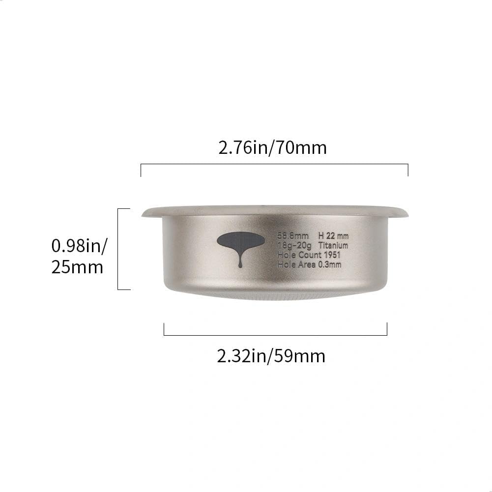 watchget 58mm Espresso Filter Basket, 18-20g Titanium Fliter Basket High-Speed and Precision Extraction Portafilter Basket Filter Fits Most 58mm Protafilter