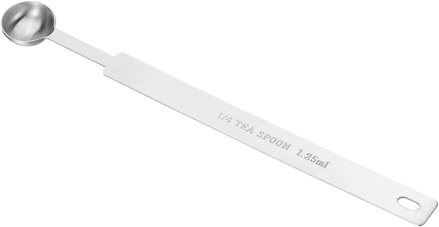 HARFINGTON Single Measuring Spoon 1/4tsp (1.25ml) Teaspoon/Tablespoon 430 Stainless Steel Single Tiny Square Bowl Measuring Spoon Long Handle Measure Scoop