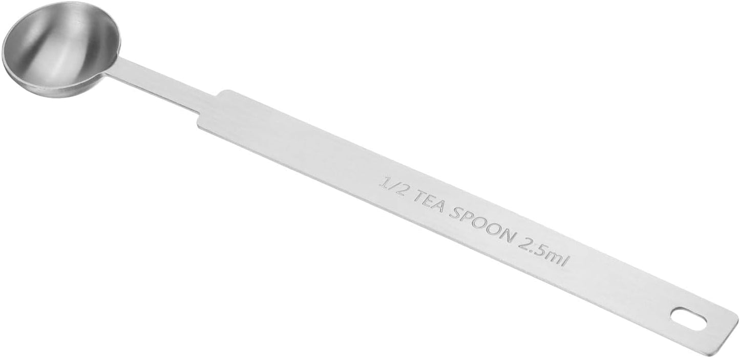 HARFINGTON Single Measuring Spoon 1/2tsp (1/6tbsp, 2.5ml) Teaspoon/Tablespoon 430 Stainless Steel Single Tiny Square Bowl Measuring Spoon Long Handle Measure Scoop