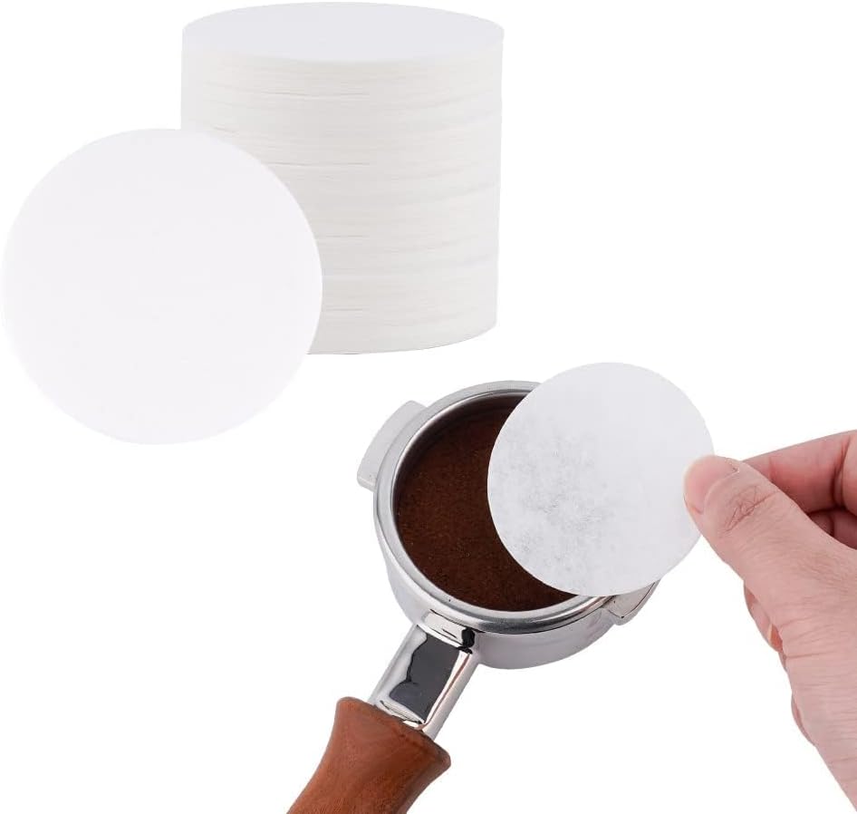 watchget 53mm Espresso Paper Filters - 100 Pcs Unbleached Coffee Filter Papers for Espresso Machine Puck Screen, Compatible with 54mm Portafilter Baskets, Replacement Paper Filters for Barista Tools