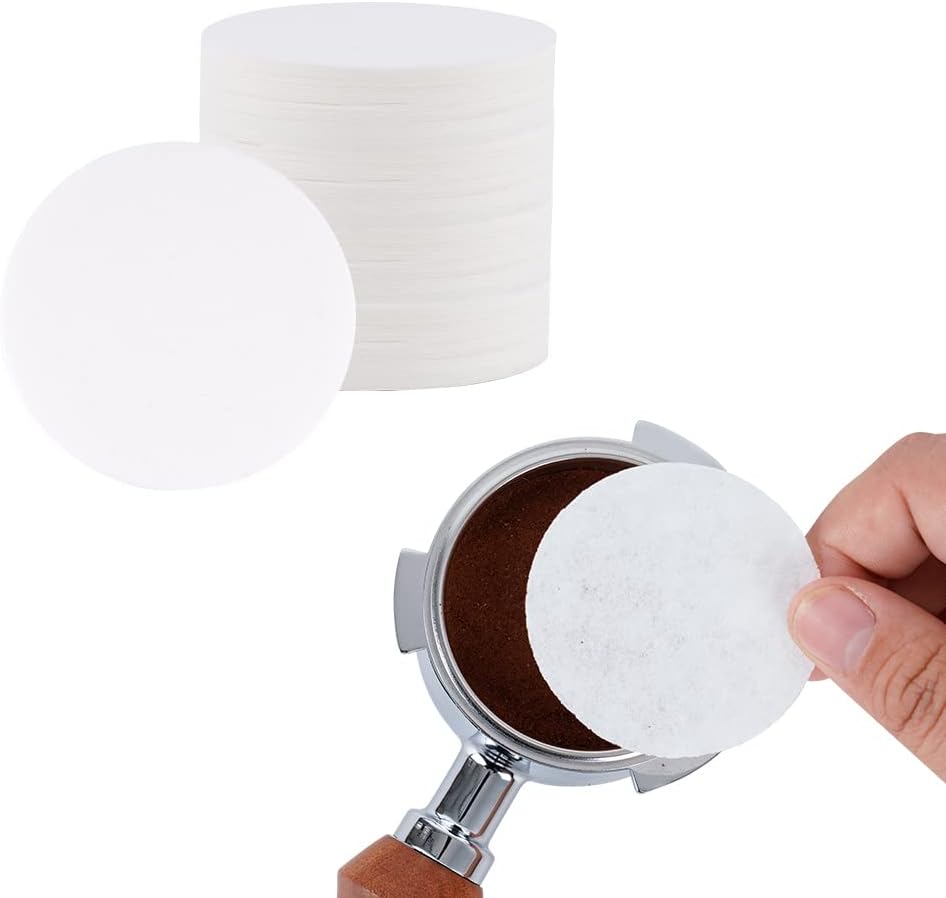 watchget 55mm Espresso Paper Filters - 500 Pcs Disposable Unbleached Coffee Filter Papers, Coffee Puck Screen Portafilter Filters for 58mm Portafilter Baskets and Espresso Machines