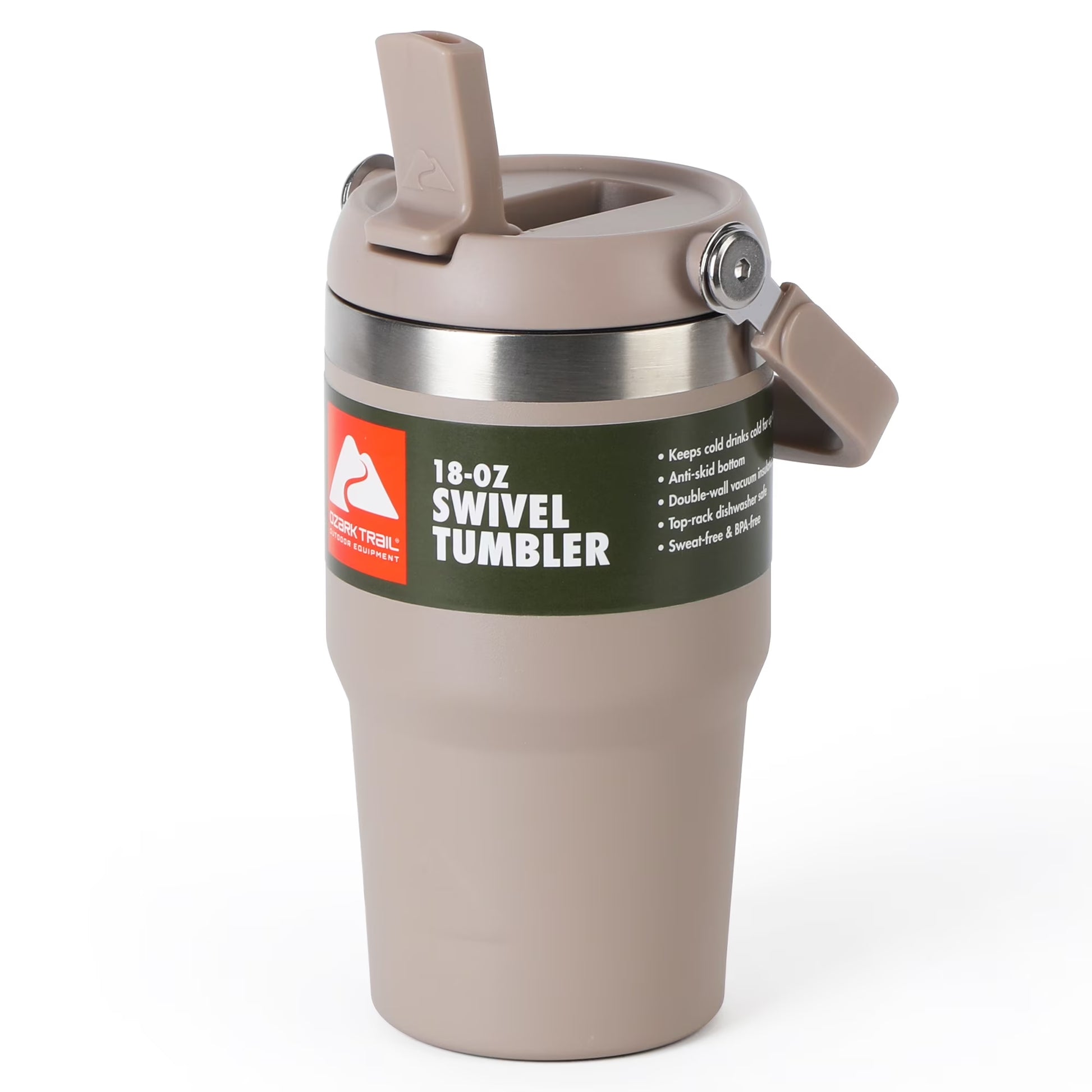 18 Oz Stainless Steel Insulated Swivel Tumbler, Tan
