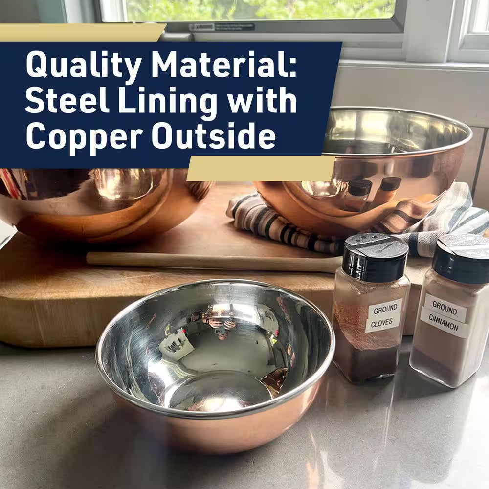 3 Piece Copper Mixing Bowl Set