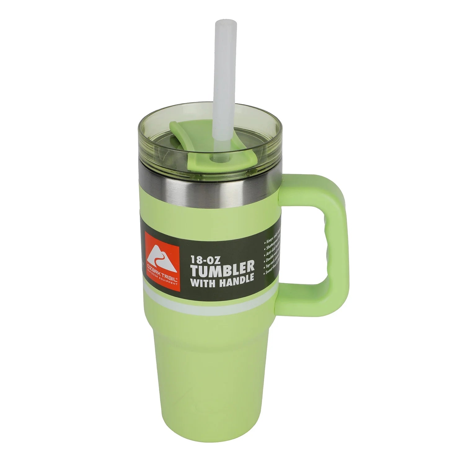 18 Oz Stainless Steel Insulated Tumbler with Handle, Sonic Lime Stripes