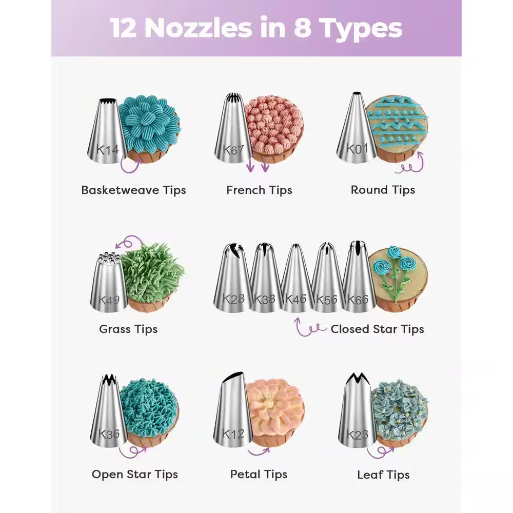 71-Piece Professional Cake Decorating Kit for Beginners and Home Bakers, for Birthdays, Weddings and Holidays, Purple
