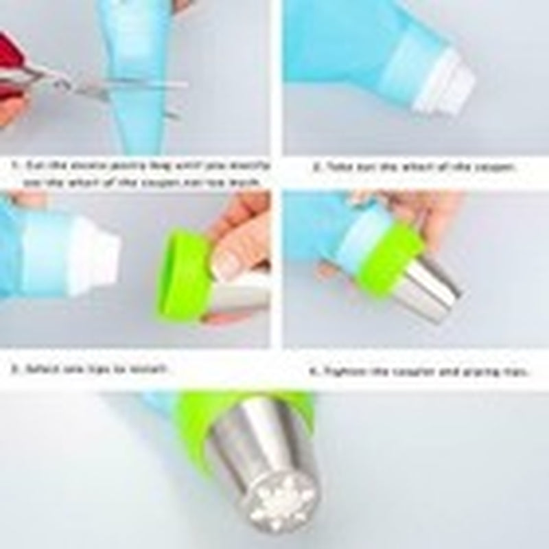 18PACK Russian Icing Piping Tips Christmas Nozzles Pastry Bag & Coupler Set