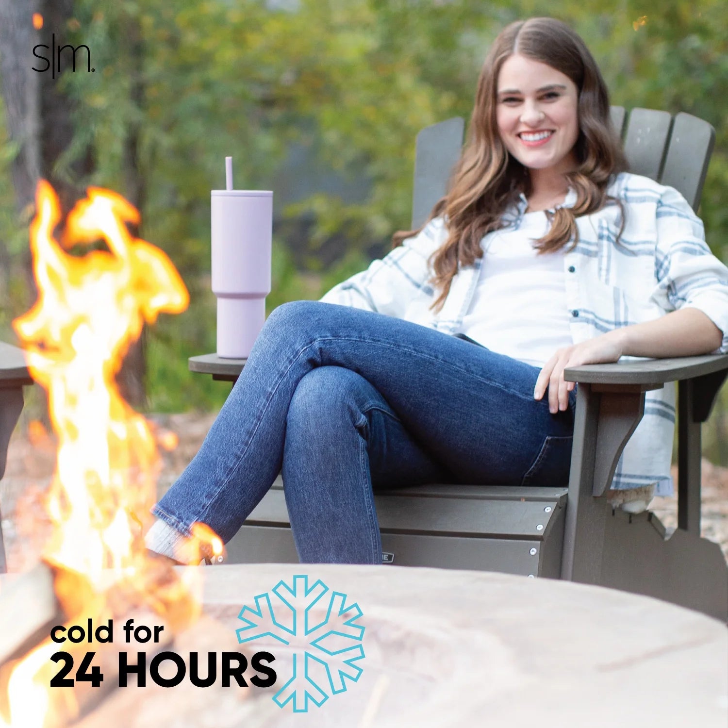 40 Fl Oz Insulated Stainless Steel Trek Tumbler with Straw Lid | Glamping Forest