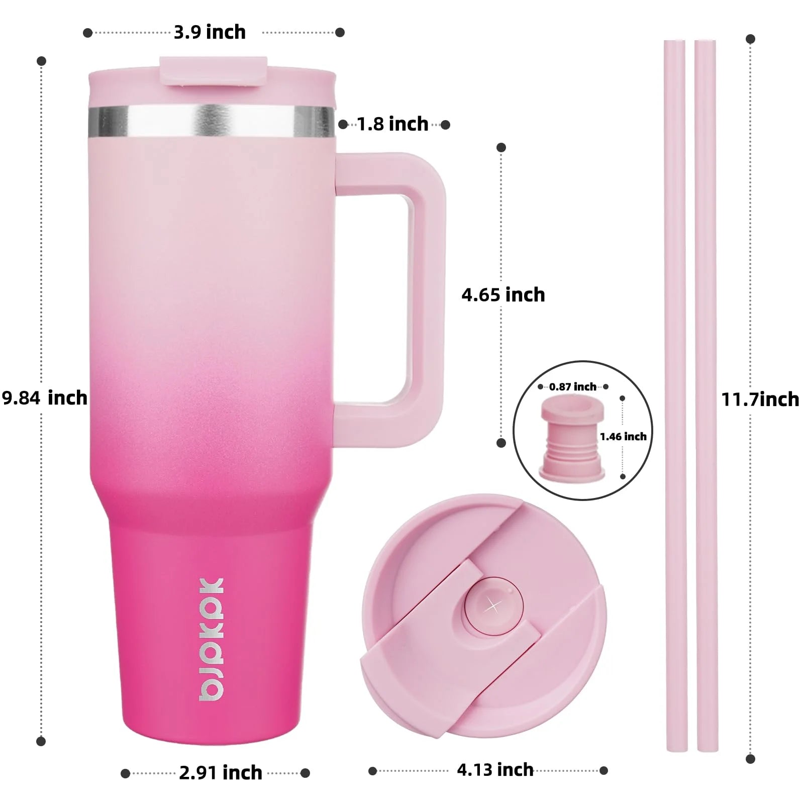 40Oz Stainless Steel Insulated Tumbler with Handle and Lid Straw Travel Coffee Mug Thermal Cup,Cherry Blossom