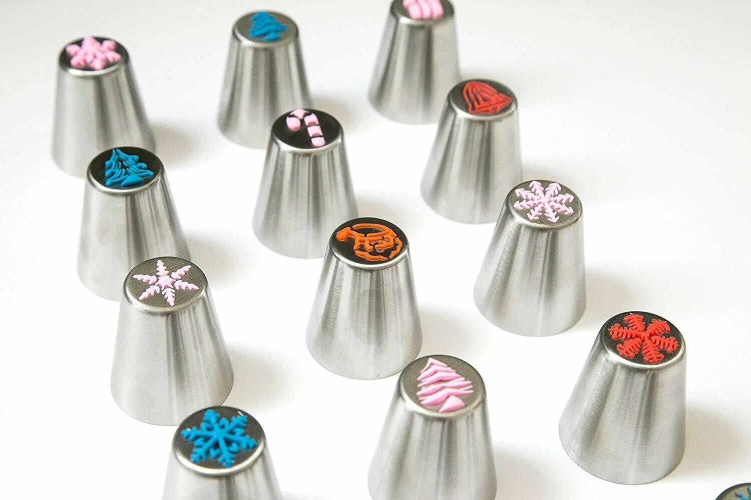 18PACK Russian Icing Piping Tips Christmas Nozzles Pastry Bag & Coupler Set