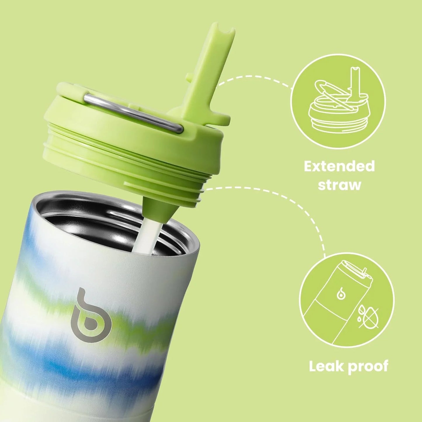 Insulated Water Bottle 24Oz with Straw Lid and Handle for Sports Travel Gym Stainless Steel Water Bottles Double-Wall Vacuum Metal Leak Proof Bpa-Free (Mist)