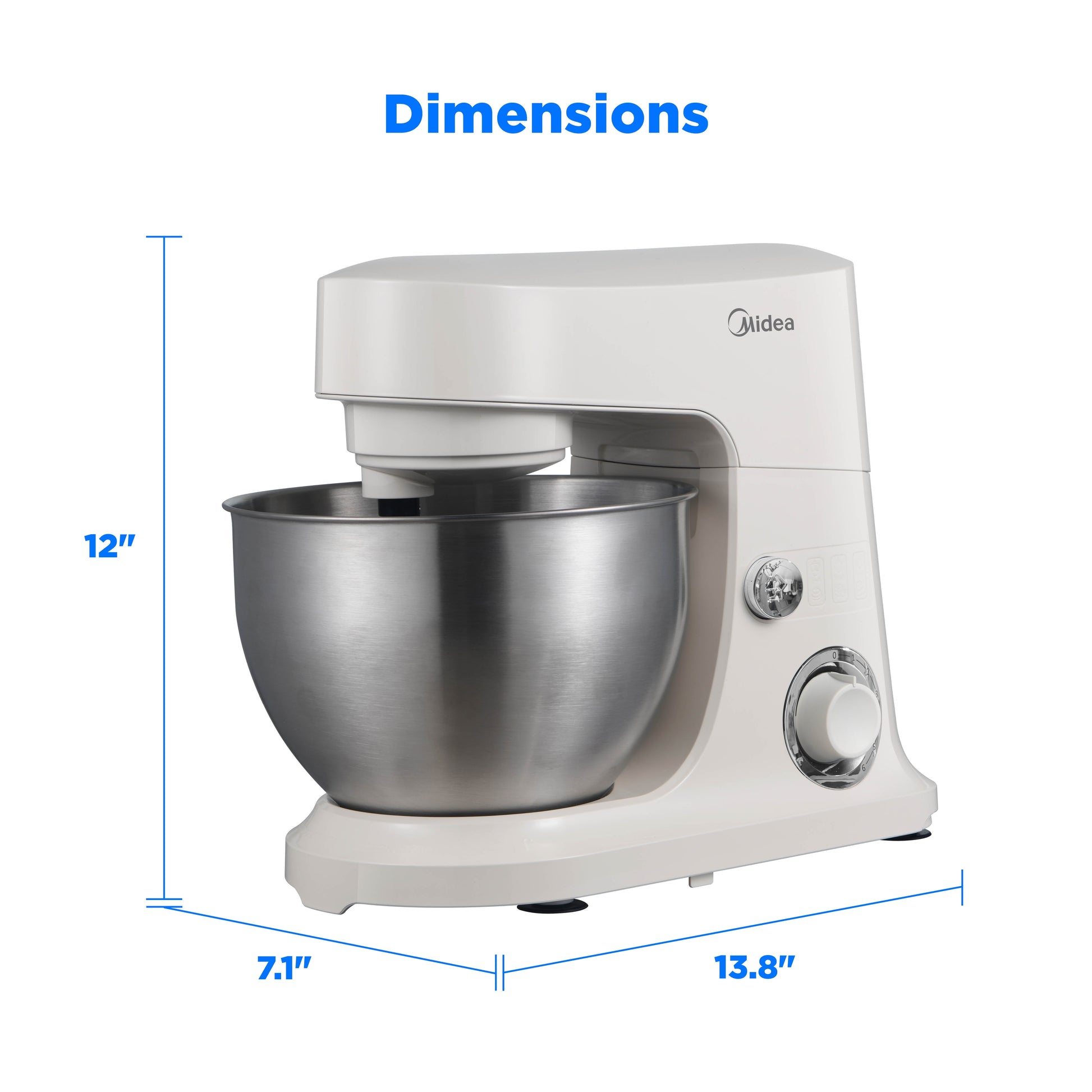 5-Quart Cream Stand Mixer, 300W Small Kitchen Mixer with Bowl, Double Hook, Handles & Pulse Function