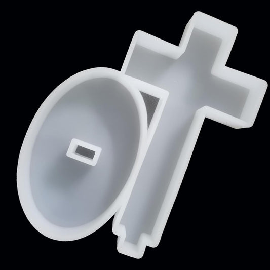 ¡¼300+ Design Optional¡½ Fuehbur Cross with Base Resin Silicone Large Freshie Mold for Aroma Beads DIY Hanging Candles Decoration Crafting Blessed Cross Gift¡¼Mold Depth: 0.89 in¡½