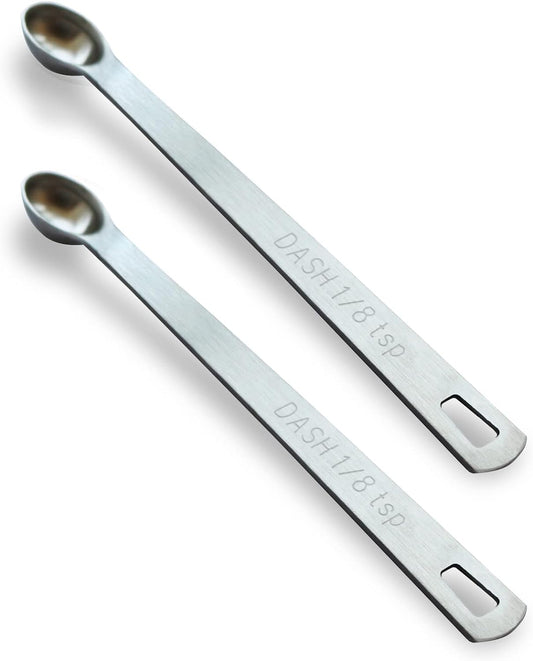 2PCS 1/8 Teaspoon(1/8tsp, 0.625 ml, Dash) Single Tiny Measuring Spoon, Small Individual Stainless Steel Measure Spoons Only