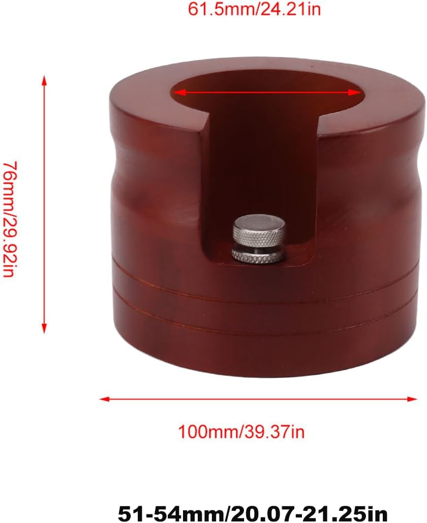 Elegant Wooden Coffee Portafilter Holder Stand Round Red Bottomless Portafilter Tamping Station for Home Bar (51mm/54mm, 58mm) (58mm)