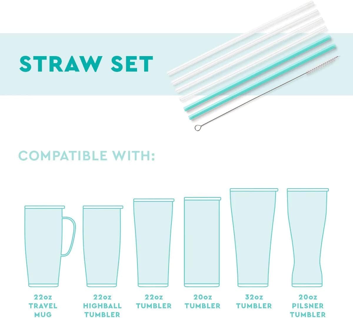 Swig Life Reusable Straws Lucky Charm + Green Glitter Tall Straw Set & Cleaning Brush, Each Straw is 10.25 inch Long (Fits Swig Life 20oz Tumblers, 22oz, and 32oz Tumblers)