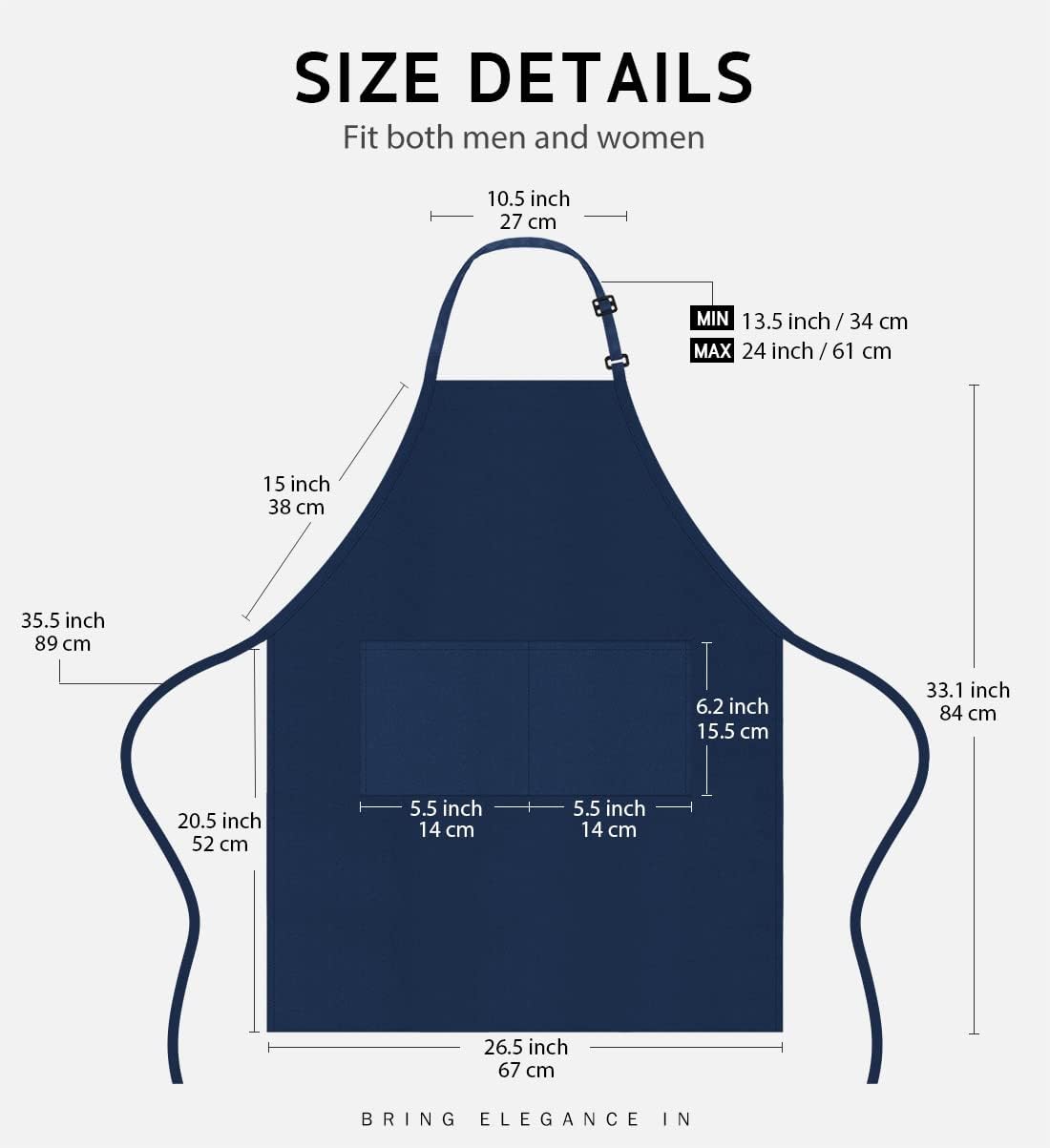 Syntus 12 Pack Bib Apron, Unisex Aprons Adjustable Waterdrop Resistant with 2 Pockets Cooking Kitchen Apron for Chef, BBQ Drawing Apron Bulk, Nautical Blue