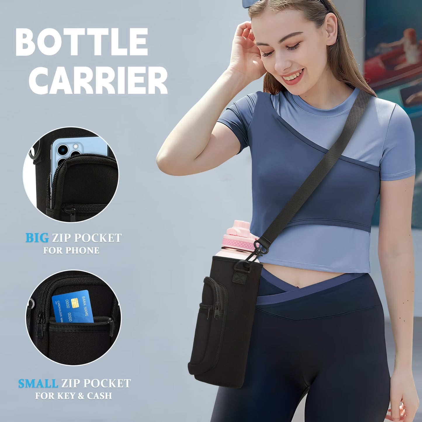 40 Oz Water Bottle with Straw Spout Lids Cold 48H Hot 24H, Vacuum Insulated Water Jug Carrying Bag with Strap Handle, Bottom Boot, Leak-Proof Stainless Steel Thermal Flask