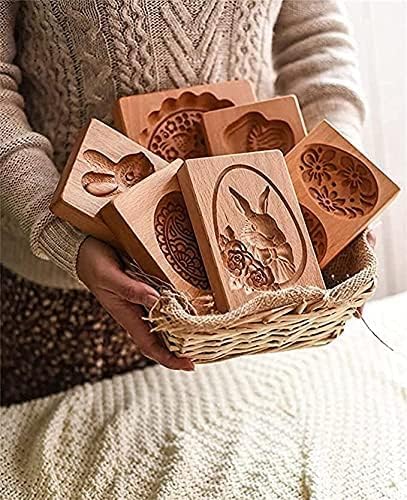 Wooden Cookie Molds, Wooden Cookie Biscuit Mold Baking Cookie Mold Wooden Carved Mold Cookie Cutter Embossing Mold, DIY Shapes Cookie Stamp,Gingerbread Mold,Pine Cone Mold (Doll)