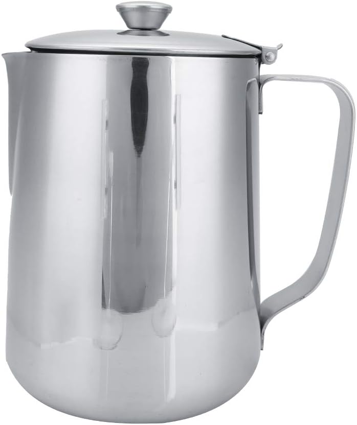 Stainless Steel Frothing Pitcher with Lid - 1500mL Milk Frothing Cup Jug for Espresso Machine Latte Coffee Art