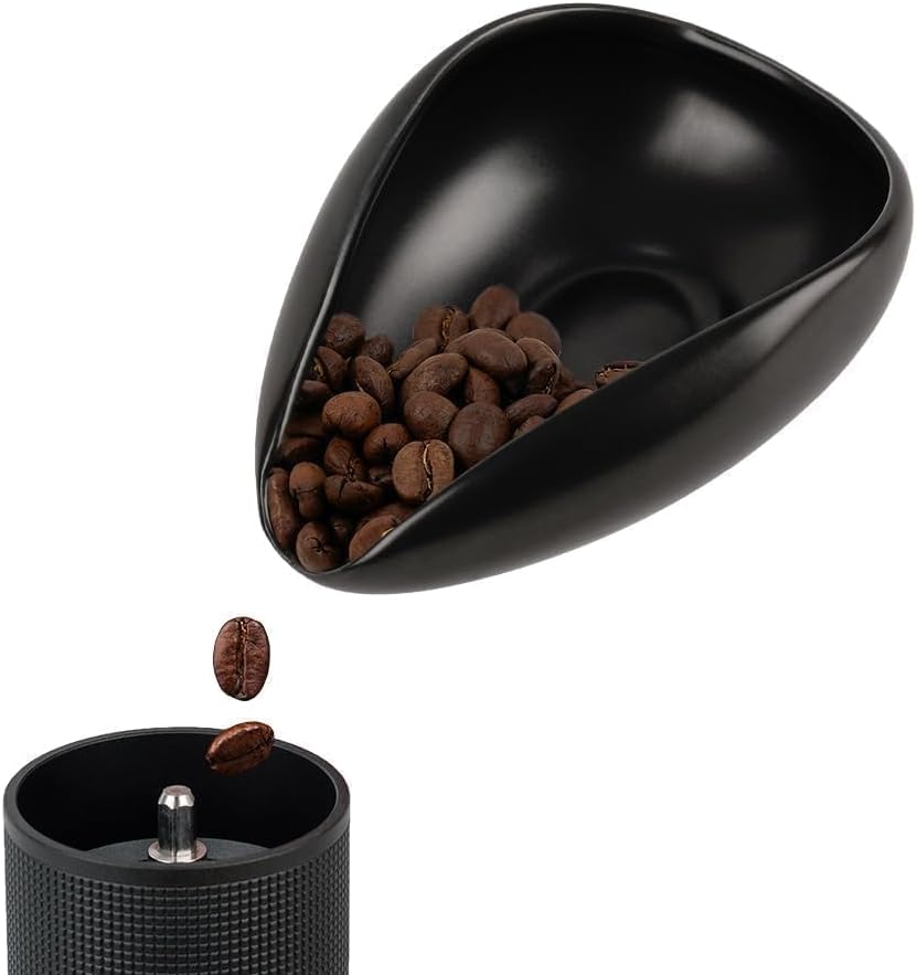 watchget Ceramic Coffee Dosing Cup & Tea Storage Tray, Single Dose Measuring Container for Coffee Beans & Loose Leaf Tea Dosing Vessel, Black