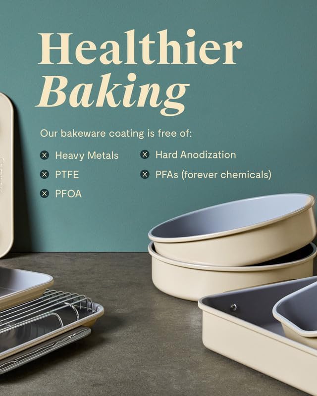 Caraway Non-Stick Ceramic 9” Circle Pan - Naturally Slick Ceramic Coating - Non-Toxic, PTFE & PFOA Free - Perfect for Birthday Cakes, Tartes, & More - Perracotta