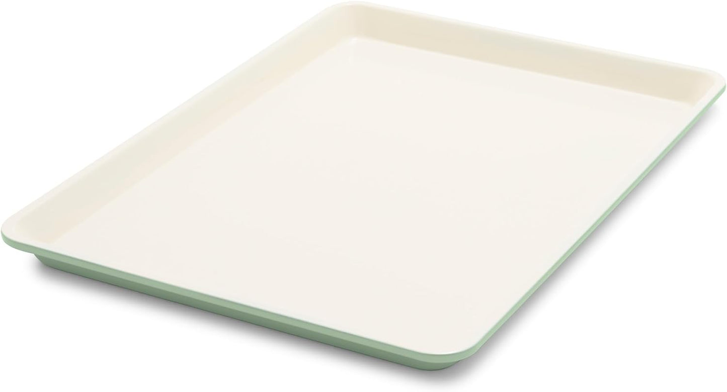 GreenLife Bakeware 18” x 13” Half Cookie Sheet Baking Pan, Non-Toxic PFAS-Free Healthy Ceramic Nonstick, Oven Safe to 450°F, Easy Release, Even Heating, Easy Clean, Sage
