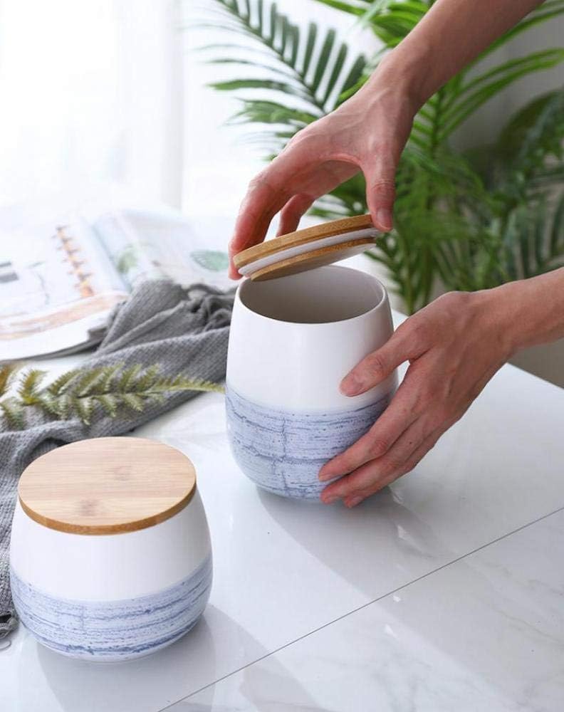 Food Storage Jar White Ceramic Food storage canister with Airtight Wooden Lid for serving Coffee, Tea, Sugar, Spice and More (1000ml)