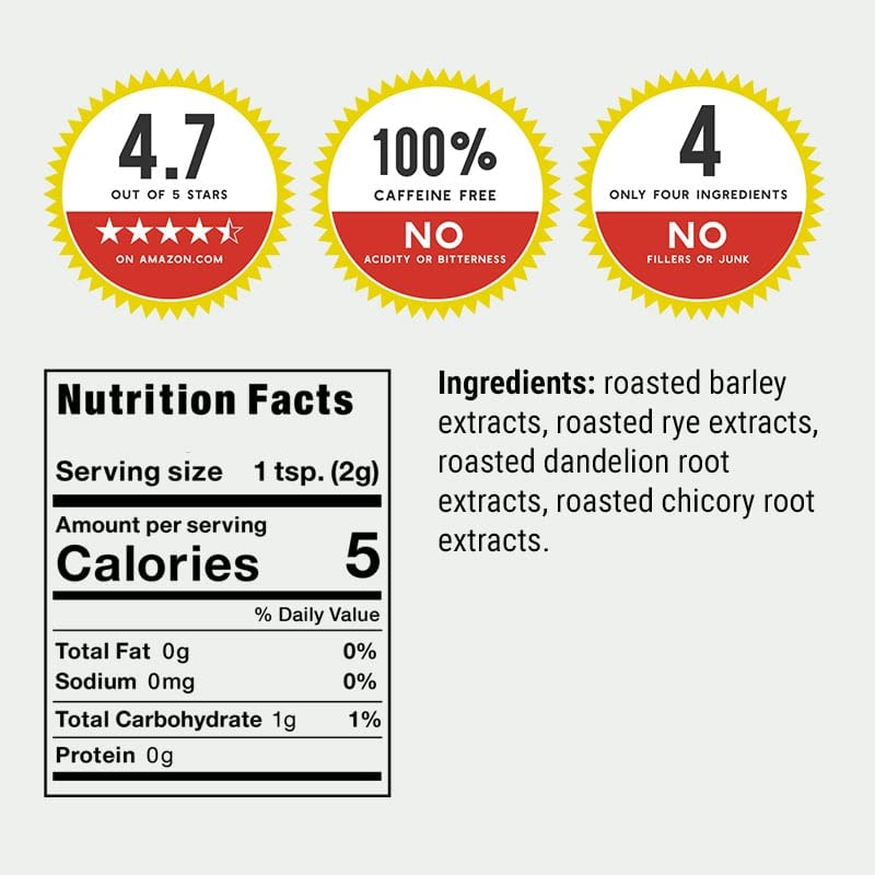 25 Individual Servings of Original Dandy Blend Instant Herbal Beverage with Dandelion, 2.5 oz Box