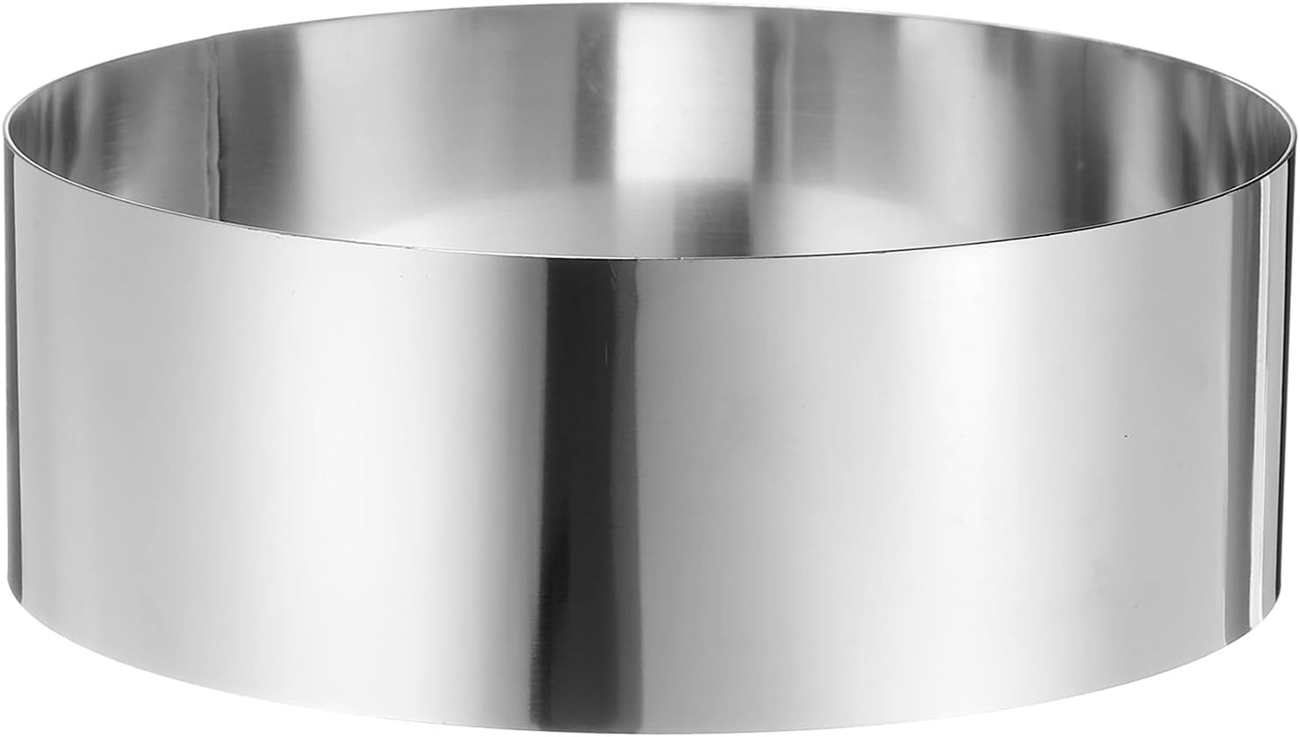 HARFINGTON Round Cake Ring 8 x 2.75 Inch Seamless Stainless Steel Pastry Mousse Dessert Ring Mirror Coating for Baking Cooking Making Tool