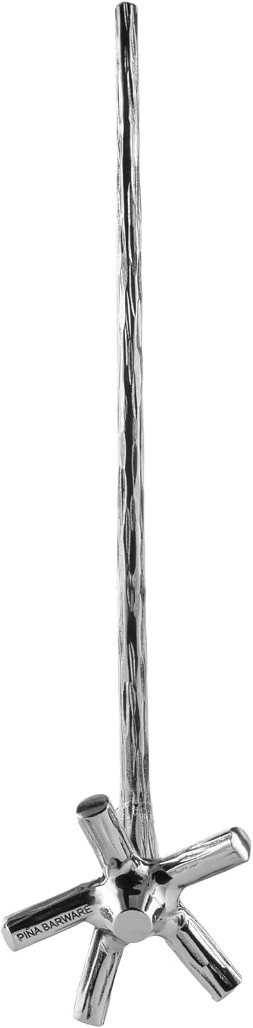 Pi?a Barware Swizzle Stick Stirrer - Stainless Steel with Handmade Wood-Grain Finish (Narrow Width, One Swizzle Stick)