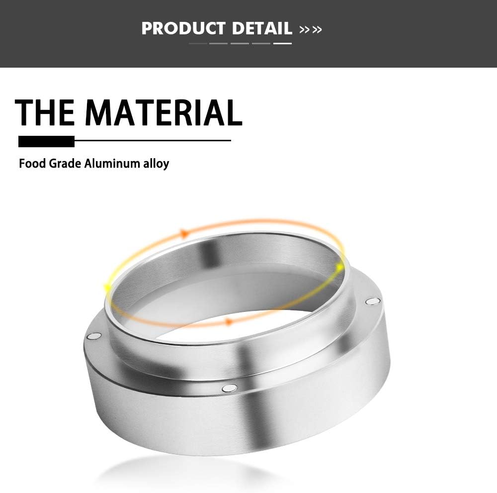 Aluminum Espresso Coffee Dosing Funnel Dosing Ring Funnel Replacement for 53mm Portafilters Espresso Machine Espresso Hand Tampers Accessories (53mm)