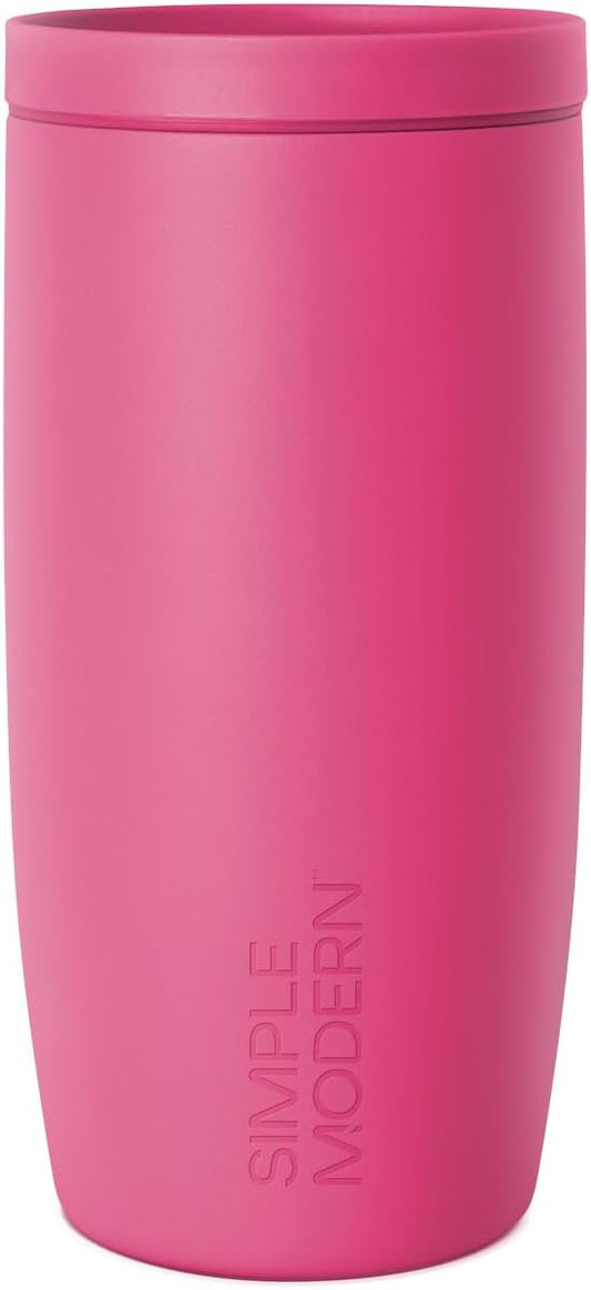 Simple Modern Travel Coffee Mug Tumbler with 360° Lid | Ceramic-Lined Insulated Stainless Steel Cold Brew Iced Coffee Cup Thermos | Gifts for Women Men Her Him | Voyager Signature | 16oz | Berry