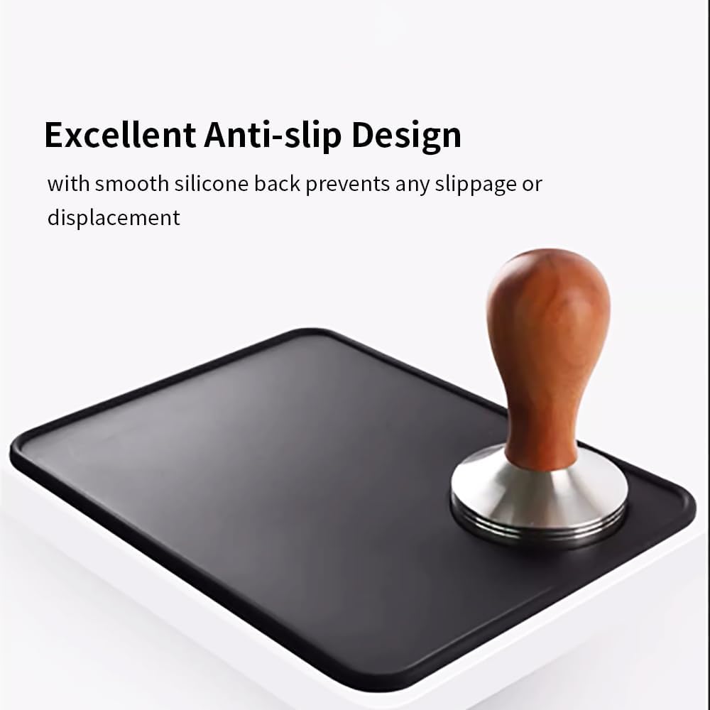 Non-Slip Silicone Espresso Coffee Tamper Mat 5.9x7.87inch Coffee Powder Pad Coffee Press Counter Mat Espresso Machine Tamp Mat Tamping Mat for Barista Tools and Accessories (Black）