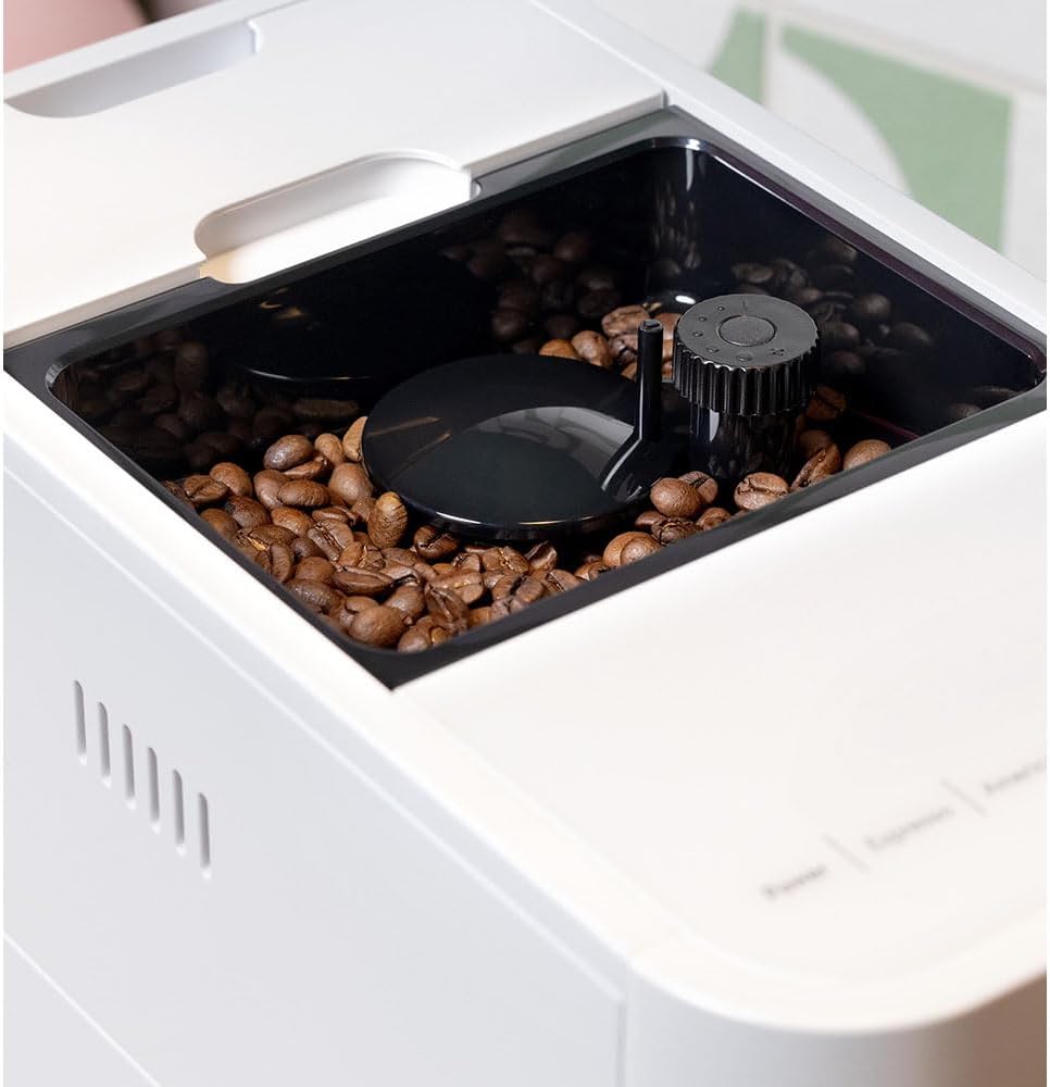 Cafe Affetto Automatic Espresso Machine & Milk Frother with Built In & Adjustable Espresso Bean Grinder, One-Touch Brew in 90 Seconds, Wifi & Smart Connected, Removable 1.2L Water Tank, Matte White