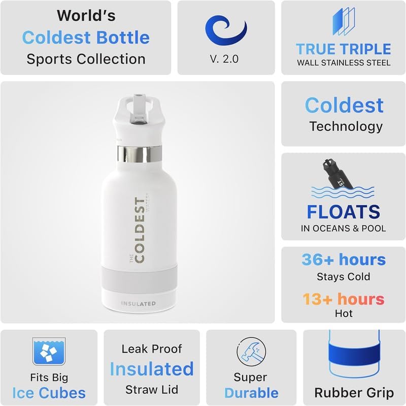 Coldest Insulated Water Bottle with Straw Lid - Stainless Steel Metal Insulated Bottle for Men & Women (Interstellar Reef Glitter, 32 oz)