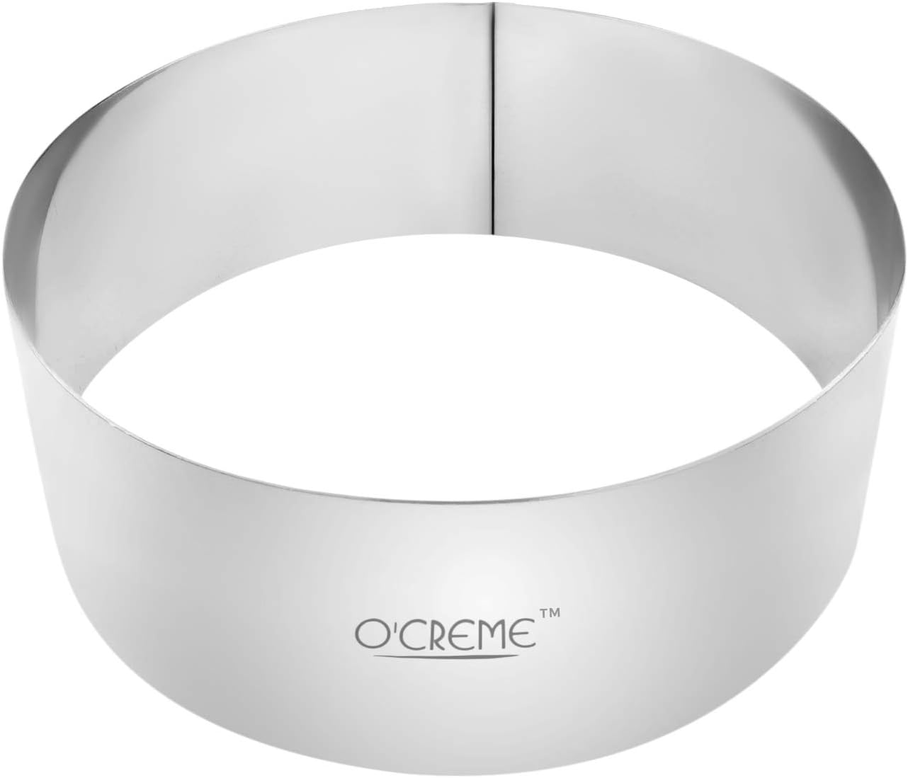O'Creme Cake Ring Sturdy Stainless Steel Round Mousse Cake Ring Mold for Baking, Dessert Cake Decorating Pastry Rings 8 Inch Diameter x 2-3/4 Inch High