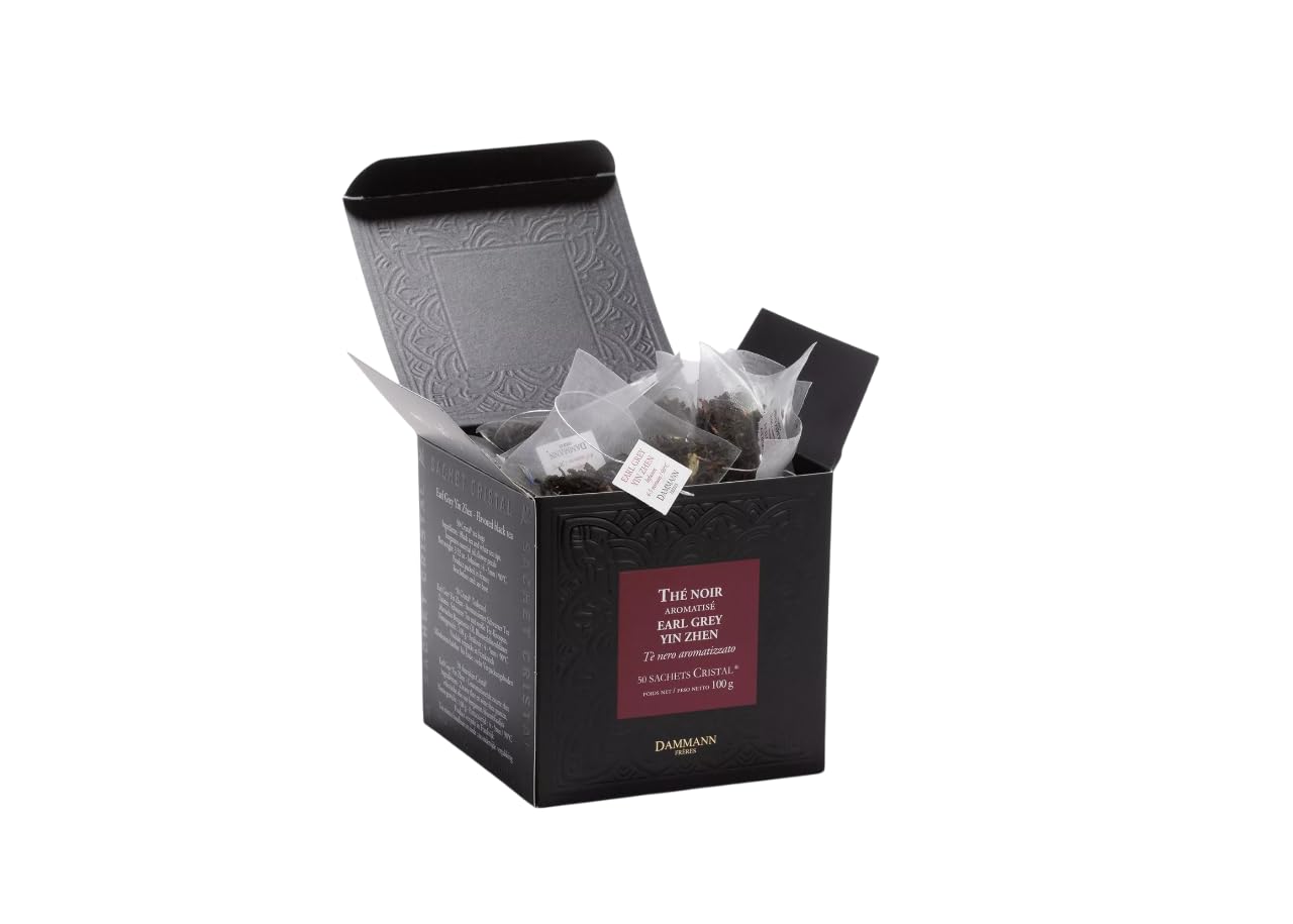 Dammann Freres Sachets, Earl Grey Yin Zhen Tea Bags, Premium Gourmet French Black Tea, Blend Bergamot, 50 Count (Single Pack)