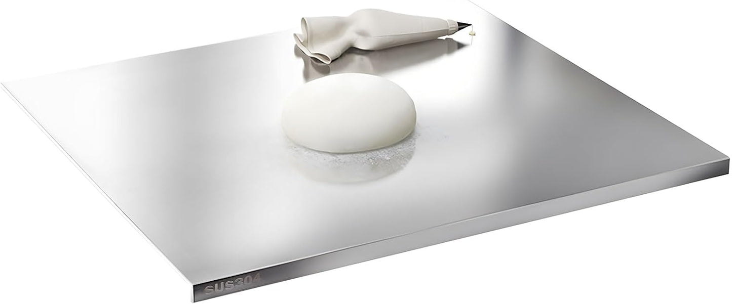 Stainless Steel Cutting Boards for Kitchen,304 Stainless Steel Chopping Boards with Lip and Non-slip silicone pad for Countertop Cutting Meats Fruits,Easy To Clean (19.6 * 19.6 * 0.06inch)