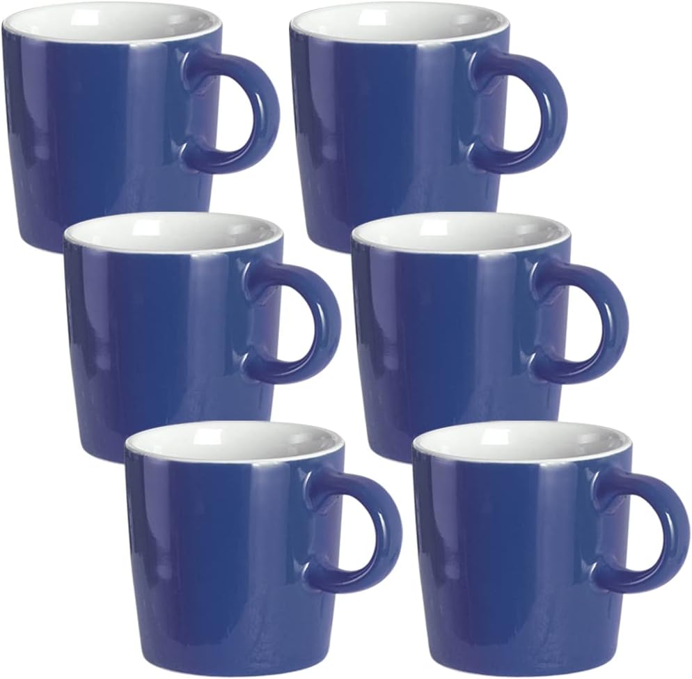 homEdge Mini Procelain Espresso Cup, 4 Ounces / 120 ml Tiny Ceramic Coffee Mugs Demitasse for Espresso, Tea- Set of 6, Navy