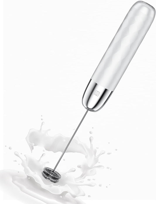 Maestri House Rechargeable Milk Frother, LunaFro Mini Handheld Electric Foam Maker Detachable Stainless Steel Whisk Drink Mixer Foamer Mini Blender for Matcha, Lattes, Cappuccino, No Stand