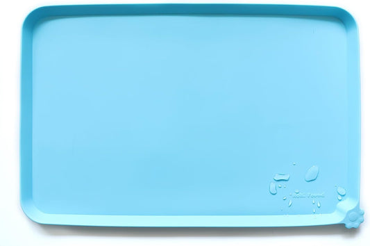 Hoki Found Large Silicone Non Slip Pet Dog Cat Bowl Mats - Waterproof Food Mats for Carpet - Arctic