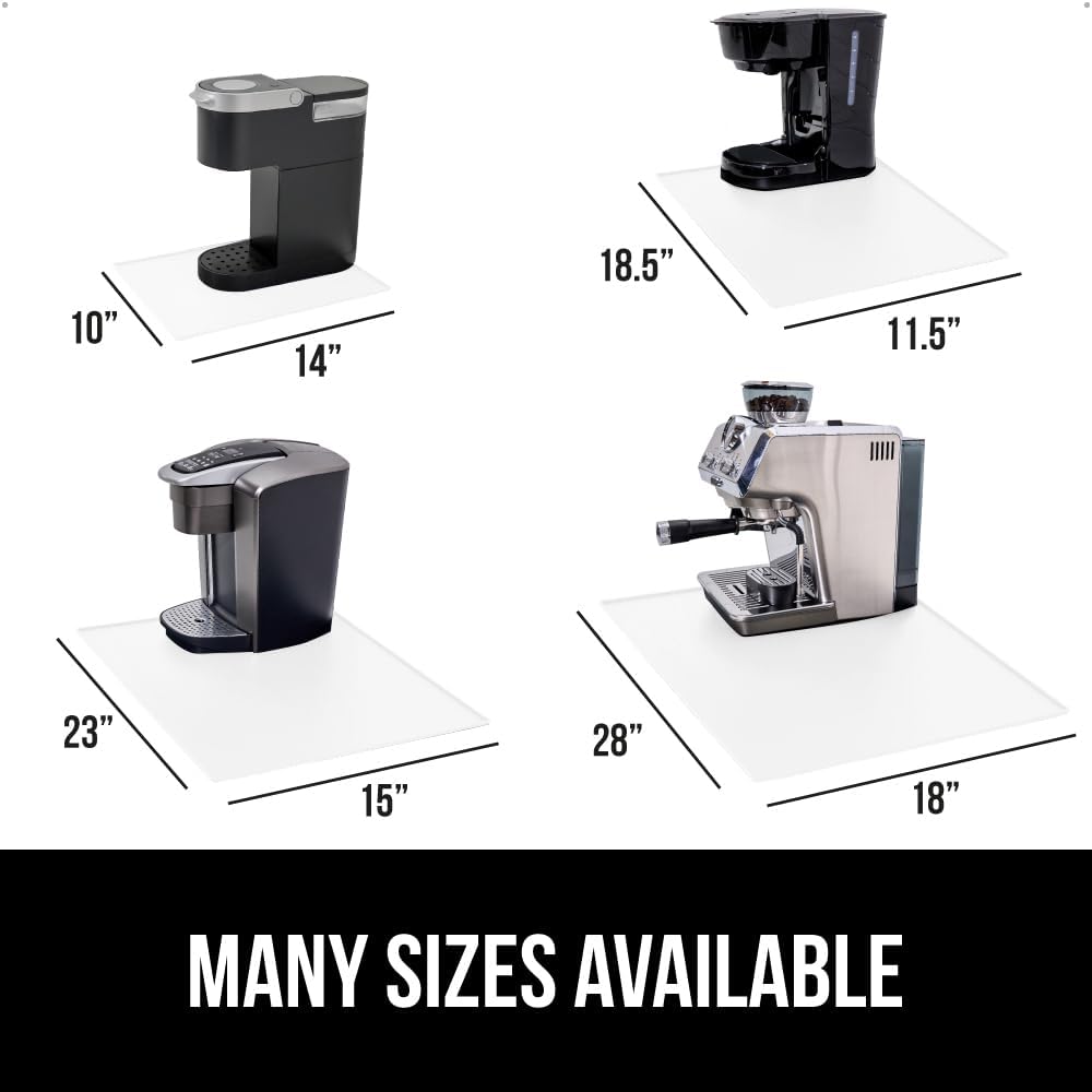 GORILLA GRIP Silicone Coffee Mat, Espresso Drink Bar Station Accessories, Waterproof Heat-Resistant Dish Drying Mats, Stay in Place on Kitchen Counter, Home Kitchen Decor Essentials, 10x14, White