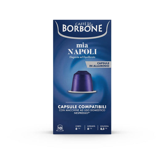 Caffe Borbone Aluminum Coffee Pods Compatible with Nespresso Original Machines, Mia Napoli, Medium Roast, Bold and Intense, Genuine Italian Coffee - 50 Count