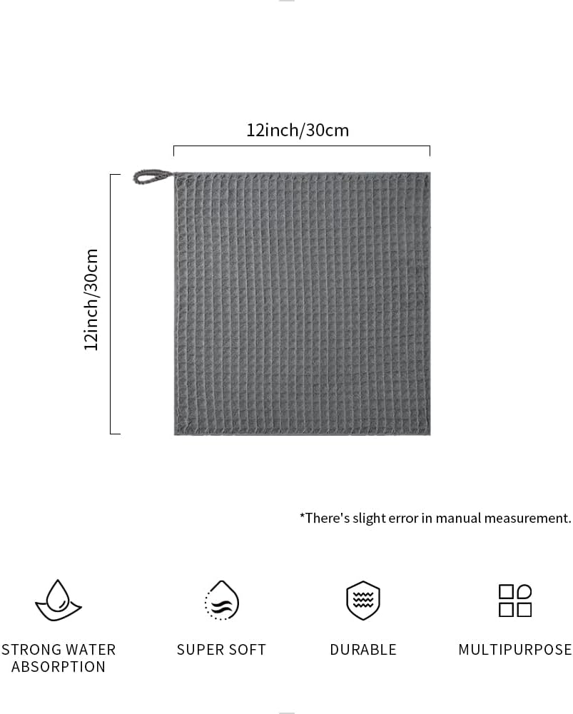 watchget Barista Micro Cloth 6 Pack, Microfiber Barista Cleaning Towels Microfiber Waffle Weave Kitchen Dish Cloth Coffee Bar Towel Coffee Machine Cleaning Cloth, Dark Grey(12"x12")