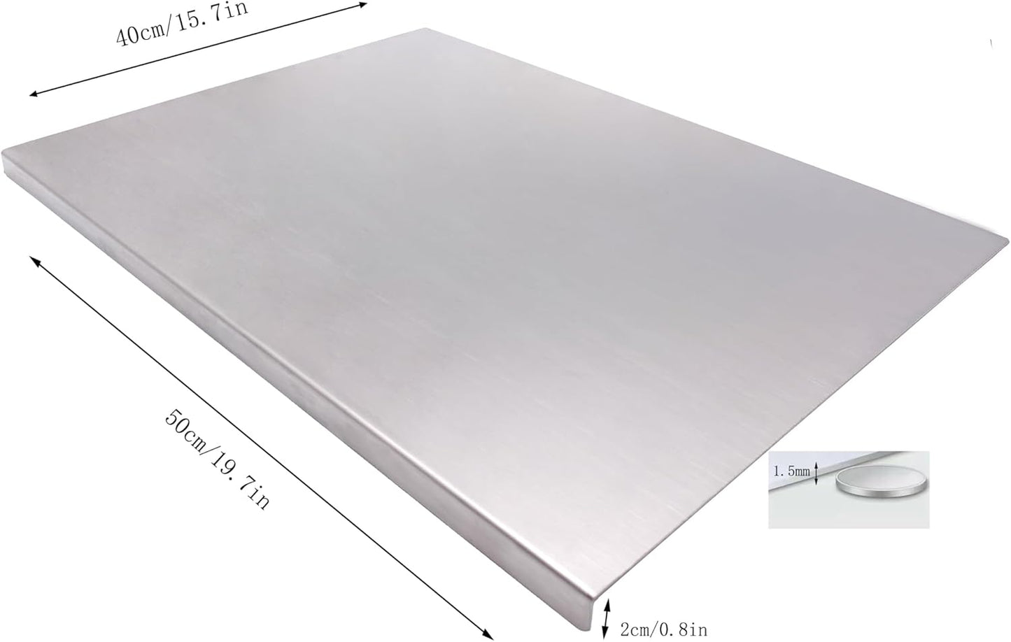 Stainless Steel Cutting Boards for The Kitchen, Suitable for Meat, Fruits, Vegetables, Bread, and Baking Large-sized Cutting Boards (50 x 40cm/19.7 x 15.7 in)