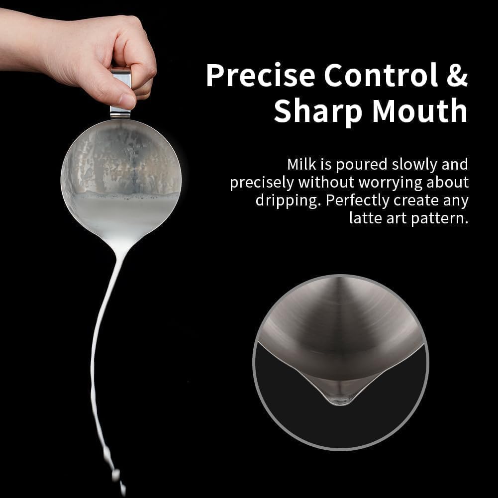 watchget Milk Frothing Pitcher 32oz/900ml - Stainless Steel Frothing Pitcher Espresso Steaming Pitcher Coffee Frother Cup Cappuccino Latte Art Coffee Machine Accessories Milk Jug, Silver