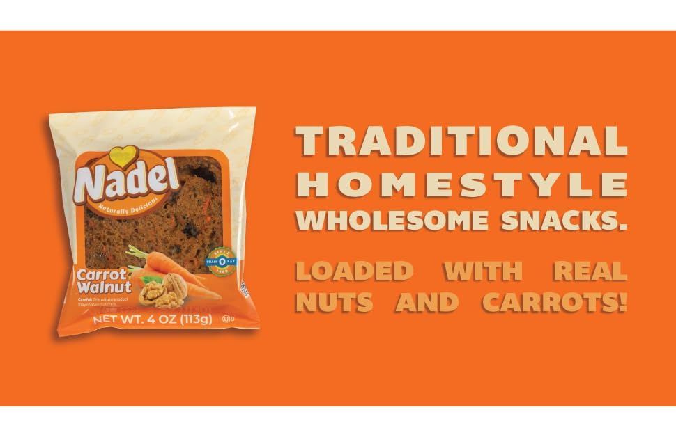 Nadel - Naturally Delicious Sweet Breads Variety Pack (Banana Walnut, Cappuccino Chocolate Chip, Carrot Walnut, Zucchini Walnut). (12 Pack, 3 Breads Per Flavor)